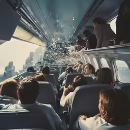 there are many people riding in the train car