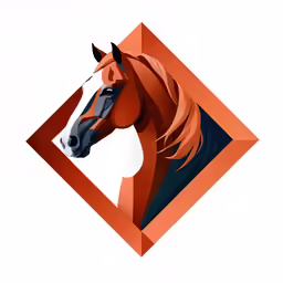 a horse that is standing inside of an orange frame