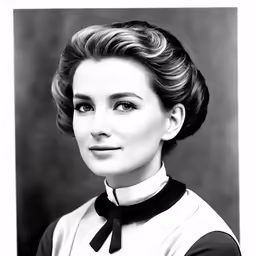 vintage black and white photograph of a woman in dress