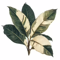 green leaves of an evergreen tree on white background