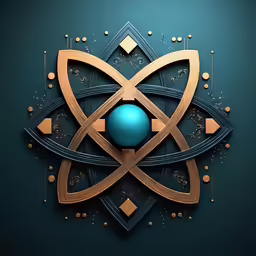 a geometric pattern with blue, yellow and brown elements