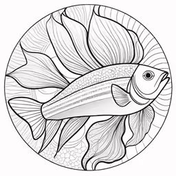 a fish that is in the water on a round coloring page