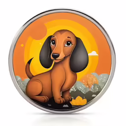 a dog on an orange and yellow background