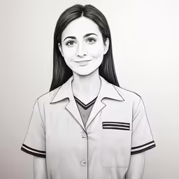 a girl wearing an uniform poses for a photo