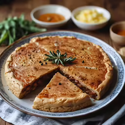 an image of a pie with pie crust and vegetables