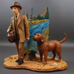 an image of a model of a boy and dog