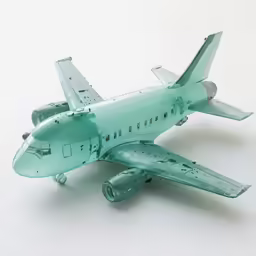 an airplane is painted green and the plane is on display