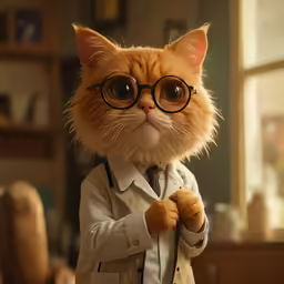 the cat is dressed in a white suit with glasses