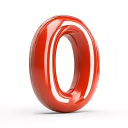 the letter o made from glass on white background