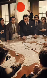 a group of men sitting around a table