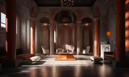 a lobby has many different types of furniture in it