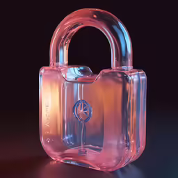 a pink plastic padlock on top of a black background