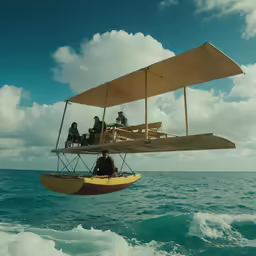 a glider in the air above the ocean