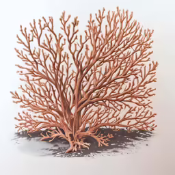 a drawing of an orange coral with a spiky branch sticking out
