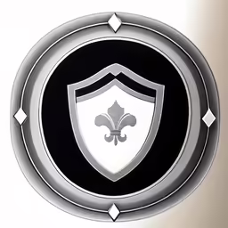 the white and black shield with fleur de lior on it