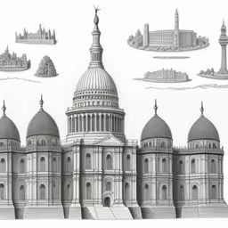 this drawing shows several architectural designs on a wall