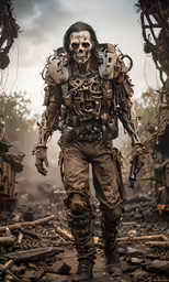 a man with heavy equipment walking through the woods
