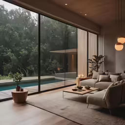 modern home with living room, large open floor plan