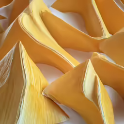 large pieces of artisan pasta with their shadows