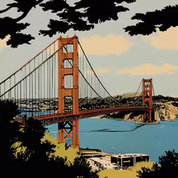 an old golden gate bridge sitting above the ocean