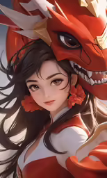 an anime character with a dragon - like head wearing earrings