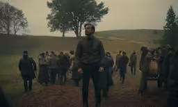 a man standing in front of people standing around