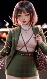 a woman with short hair and a jacket