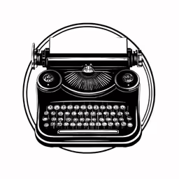 a vintage typewriter with a circular design around it