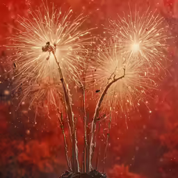 some sort of fireworks in the sky with one exploding