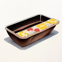 a wooden box with handles has an animal print