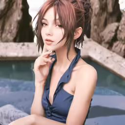 an image of a beautiful girl with water all over her
