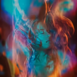 a digital painting of a woman looking down at something