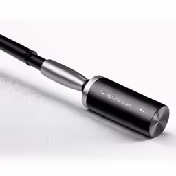 a black pen and white background