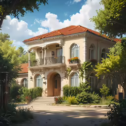 a beautiful house with a red tiled roof