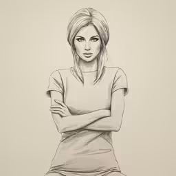 a drawing of a woman sitting on the ground