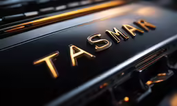 this is a shiny, black and gold sign