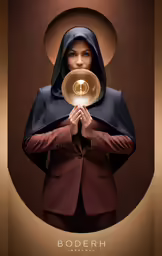 a woman holding a mirror in her hands