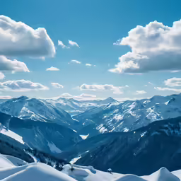 mountains with snow all around and blue sky