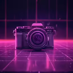an old fashion camera sitting on the floor