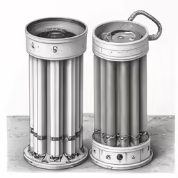 the large silver trash cans are on the floor