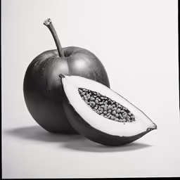 an apple and a kiwi are on the table