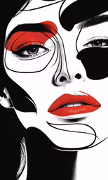 woman with red lips and black eye shadow