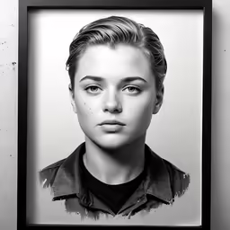 a woman that has just taken a picture in a framed picture
