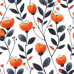 an image of orange and black flowers with black leaves