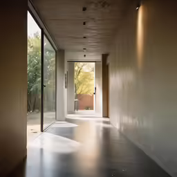 an empty hallway leading to the outside of the house
