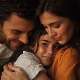 an image of a man and two women looking into each other eyes