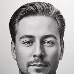this is a black and white portrait of a man