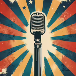an old microphone on a brightly colored burst