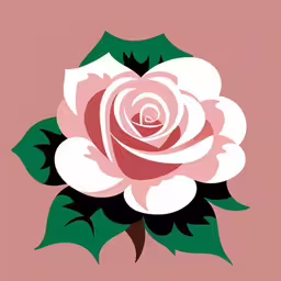 a flower is on top of pink background,a large pink and white rose with green leaves