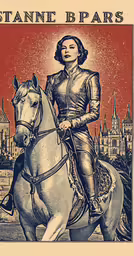 the poster shows a woman riding on top of a horse